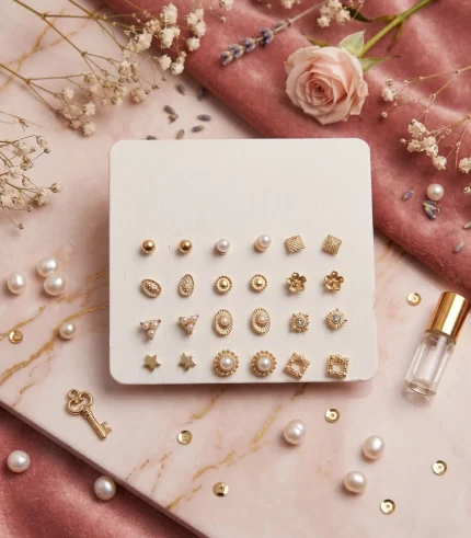 Trendy stud earrings for girls and women, simple everyday designs and sparkly studs from Passionate Bangladesh for party looks. https://passionatebangladesh.com/