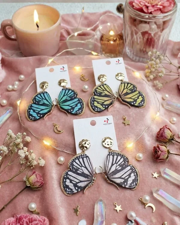 Elegant drop earrings from Passionate Bangladesh, lightweight dangle design for women and girls, perfect for parties and special occasions. Try our different designs like butterfly earrings, long chain earrings, heart shape earrings and stone earrings.