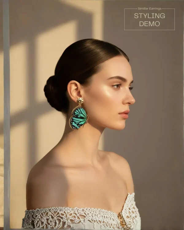 Elegant drop earrings from Passionate Bangladesh, lightweight dangle design for women and girls, perfect for parties and special occasions. Try our different designs like butterfly earrings, long chain earrings, heart shape earrings and stone earrings.