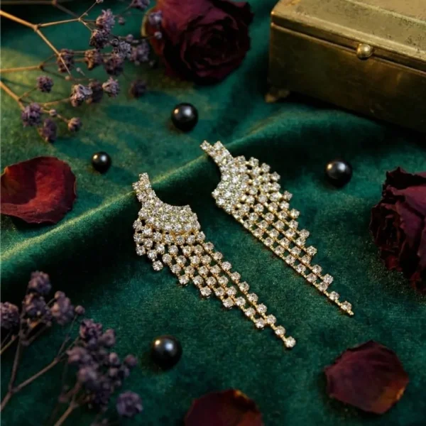 Elegant drop earrings from Passionate Bangladesh, lightweight dangle design for women and girls, perfect for parties and special occasions. Try our different designs like butterfly earrings, long chain earrings, heart shape earrings and stone earrings.