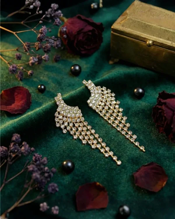 Elegant drop earrings from Passionate Bangladesh, lightweight dangle design for women and girls, perfect for parties and special occasions. Try our different designs like butterfly earrings, long chain earrings, heart shape earrings and stone earrings.
