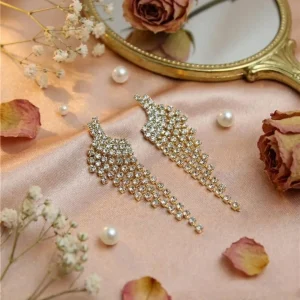 Elegant drop earrings from Passionate Bangladesh, lightweight dangle design for women and girls, perfect for parties and special occasions. Try our different designs like butterfly earrings, long chain earrings, heart shape earrings and stone earrings.