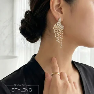 Elegant drop earrings from Passionate Bangladesh, lightweight dangle design for women and girls, perfect for parties and special occasions. Try our different designs like butterfly earrings, long chain earrings, heart shape earrings and stone earrings.