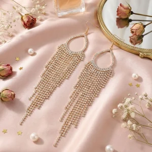 Elegant drop earrings from Passionate Bangladesh, lightweight dangle design for women and girls, perfect for parties and special occasions. Try our different designs like butterfly earrings, long chain earrings, heart shape earrings and stone earrings.