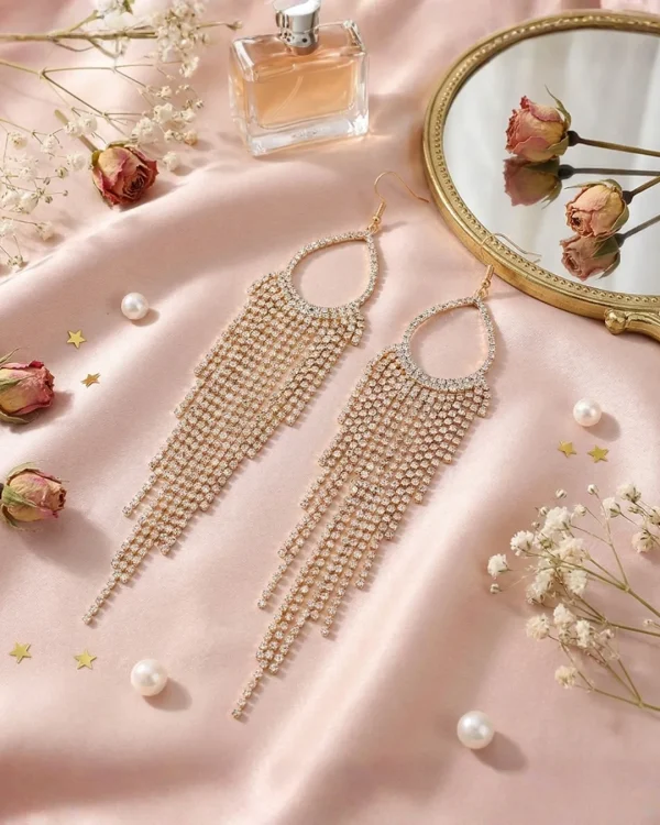 Elegant drop earrings from Passionate Bangladesh, lightweight dangle design for women and girls, perfect for parties and special occasions. Try our different designs like butterfly earrings, long chain earrings, heart shape earrings and stone earrings.