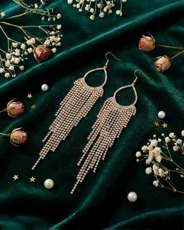 Elegant drop earrings from Passionate Bangladesh, lightweight dangle design for women and girls, perfect for parties and special occasions. Try our different designs like butterfly earrings, long chain earrings, heart shape earrings and stone earrings.