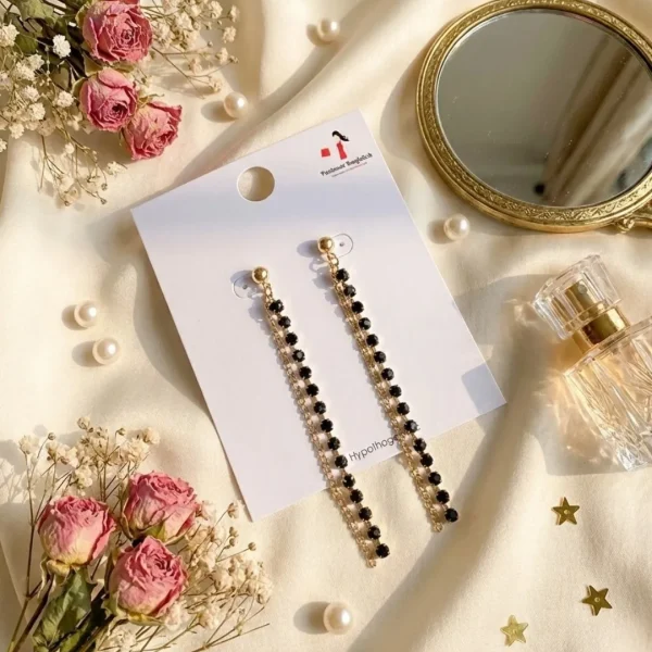 Elegant drop earrings from Passionate Bangladesh, lightweight dangle design for women and girls, perfect for parties and special occasions. Try our different designs like butterfly earrings, long chain earrings, heart shape earrings and stone earrings.