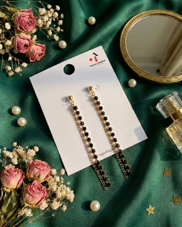 Elegant drop earrings from Passionate Bangladesh, lightweight dangle design for women and girls, perfect for parties and special occasions. Try our different designs like butterfly earrings, long chain earrings, heart shape earrings and stone earrings.