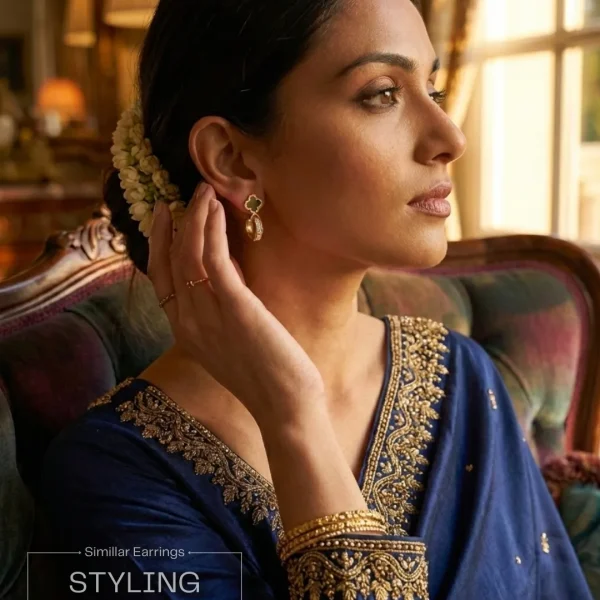 Elegant drop earrings from Passionate Bangladesh, lightweight dangle design for women and girls, perfect for parties and special occasions. Try our different designs like butterfly earrings, long chain earrings, heart shape earrings and stone earrings.