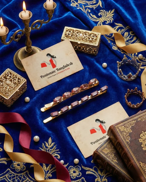 Elegant hair clips from Passionate Bangladesh, lightweight dangle design for women and girls, perfect for parties and special occasions. Try our different designs and colors like pink clips, white ball-print clips etc.
