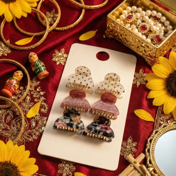 Elegant hair clips from Passionate Bangladesh, lightweight dangle design for women and girls, perfect for parties and special occasions. Try our different designs and colors like pink clips, white ball-print clips etc.