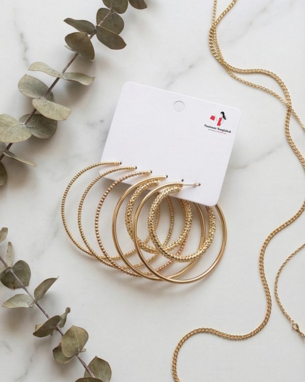 Budget‑friendly hoop earring set from Passionate Bangladesh with multiple stylish everyday options, charming big and small hoops neatly designed for Passionate girls only.