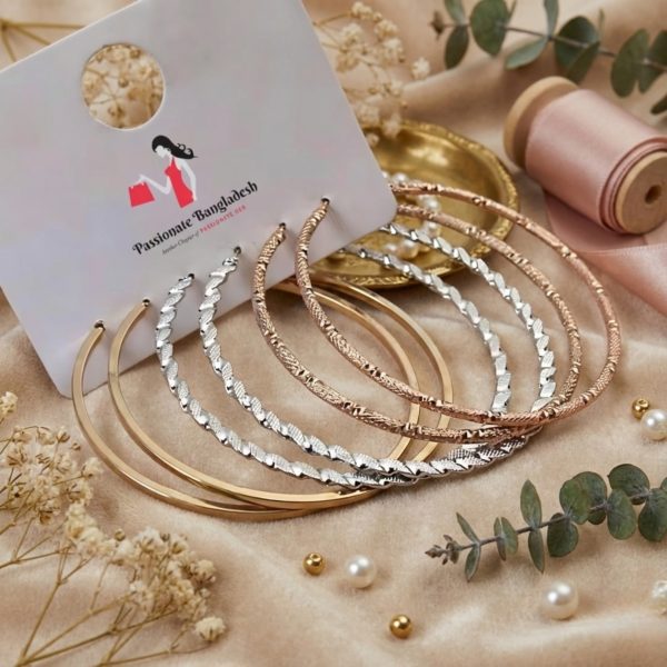 Budget‑friendly hoop earring set from Passionate Bangladesh with multiple stylish everyday options, charming big and small hoops neatly designed for Passionate girls only.