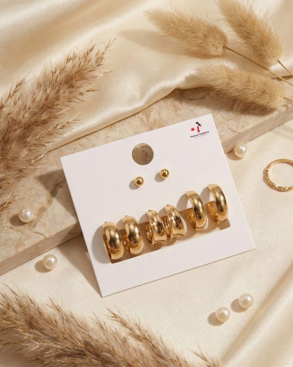 Budget‑friendly hoop earring set from Passionate Bangladesh with multiple stylish everyday options, charming big and small hoops neatly designed for Passionate girls only.