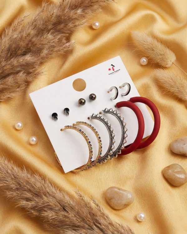 Budget‑friendly hoop earring set from Passionate Bangladesh with multiple stylish everyday options, charming big and small hoops neatly designed for Passionate girls only.