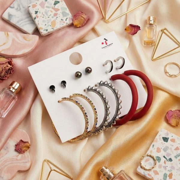 Budget‑friendly hoop earring set from Passionate Bangladesh with multiple stylish everyday options, charming big and small hoops neatly designed for Passionate girls only.