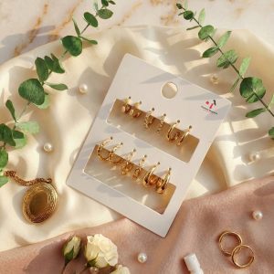 Budget‑friendly hoop earring set from Passionate Bangladesh with multiple stylish everyday options, charming big and small hoops neatly designed for Passionate girls only.
