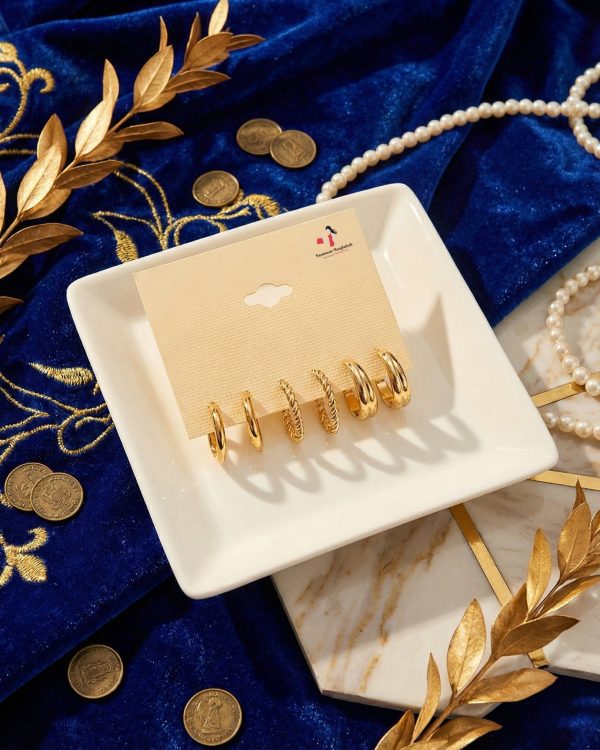 Budget‑friendly hoop earring set from Passionate Bangladesh with multiple stylish everyday options, charming big and small hoops neatly designed for Passionate girls only.