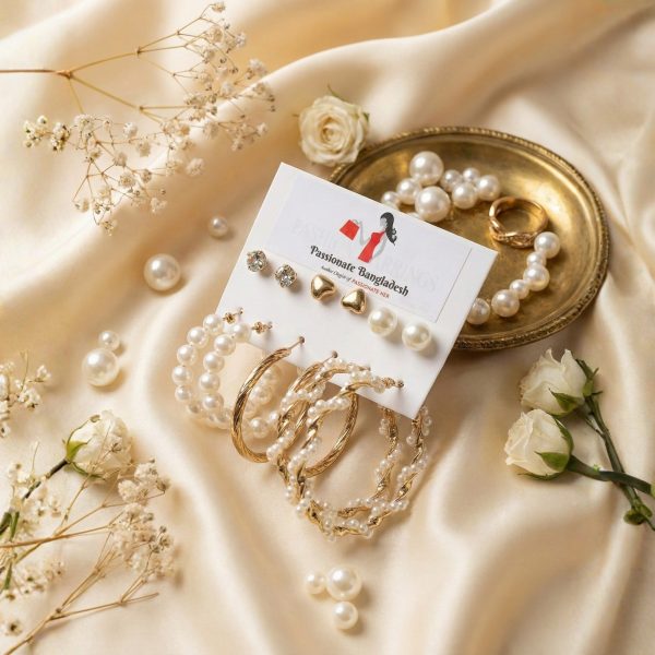 Budget‑friendly hoop earring set from Passionate Bangladesh with multiple stylish everyday options, charming big and small hoops neatly designed for Passionate girls only.