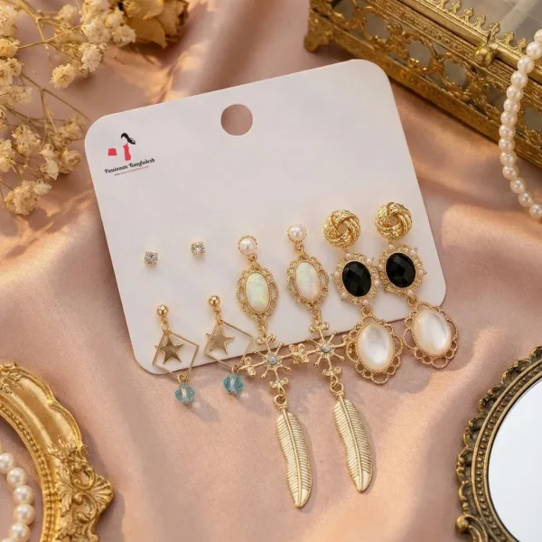 Trendy stud, hoop and drop earrings from Passionate Bangladesh, everyday and party jewelry in different shapes and colors for women and girls.