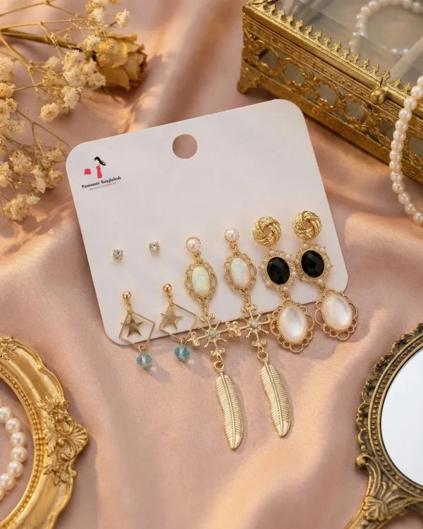 Trendy stud, hoop and drop earrings from Passionate Bangladesh, everyday and party jewelry in different shapes and colors for women and girls.