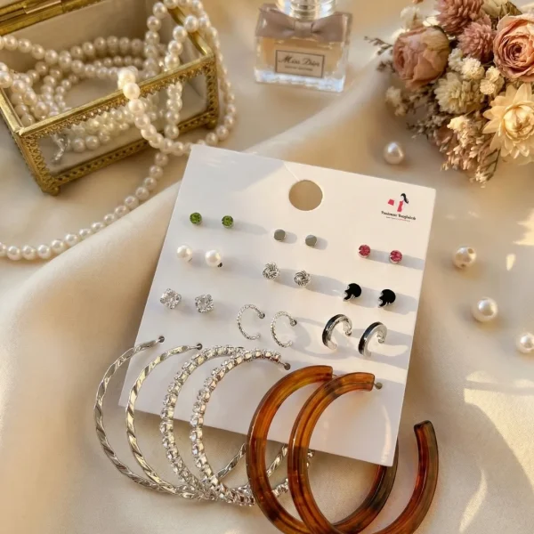 Trendy stud, hoop and drop earrings from Passionate Bangladesh, everyday and party jewelry in different shapes and colors for women and girls.