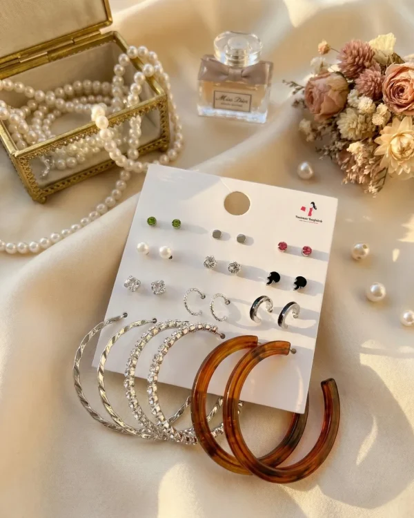 Trendy stud, hoop and drop earrings from Passionate Bangladesh, everyday and party jewelry in different shapes and colors for women and girls.