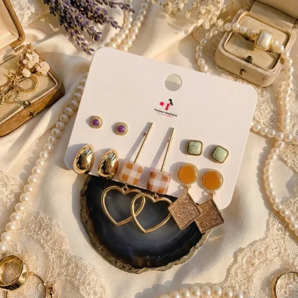 Trendy stud, hoop and drop earrings from Passionate Bangladesh, everyday and party jewelry in different shapes and colors for women and girls.