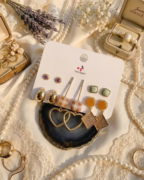 Trendy stud, hoop and drop earrings from Passionate Bangladesh, everyday and party jewelry in different shapes and colors for women and girls.