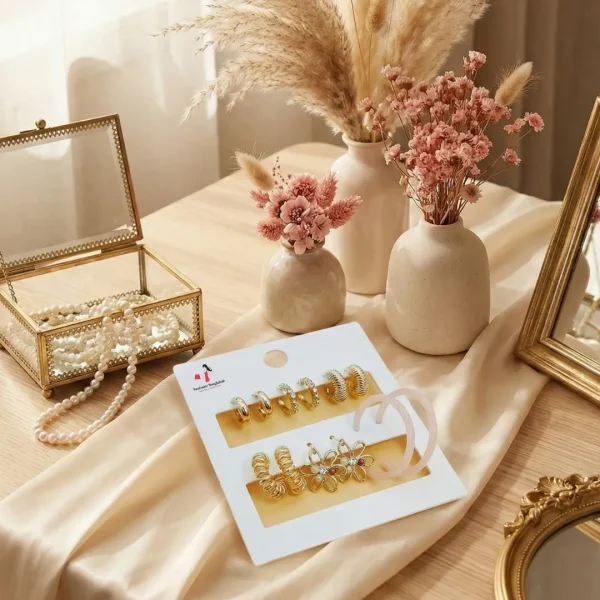 Trendy stud, hoop and drop earrings from Passionate Bangladesh, everyday and party jewelry in different shapes and colors for women and girls.