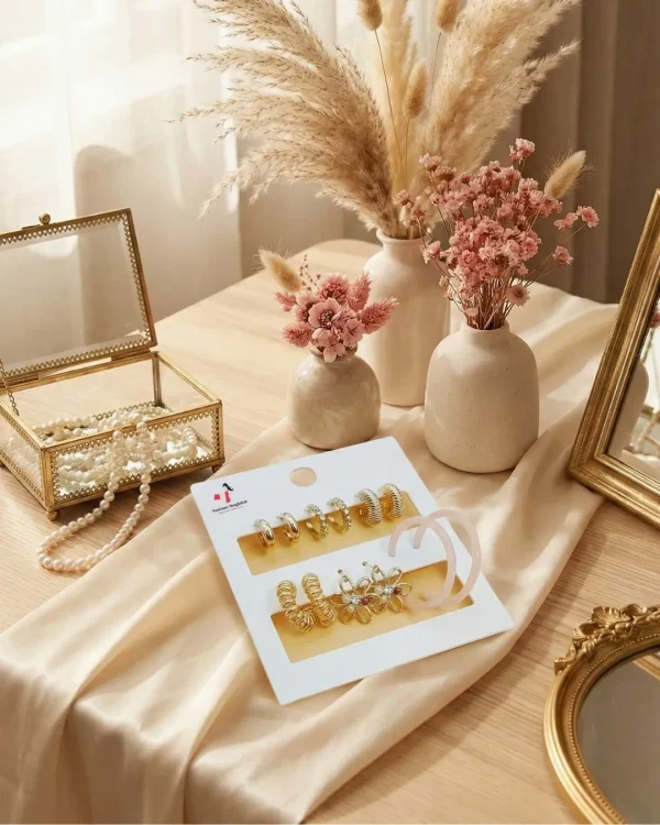 Trendy stud, hoop and drop earrings from Passionate Bangladesh, everyday and party jewelry in different shapes and colors for women and girls.