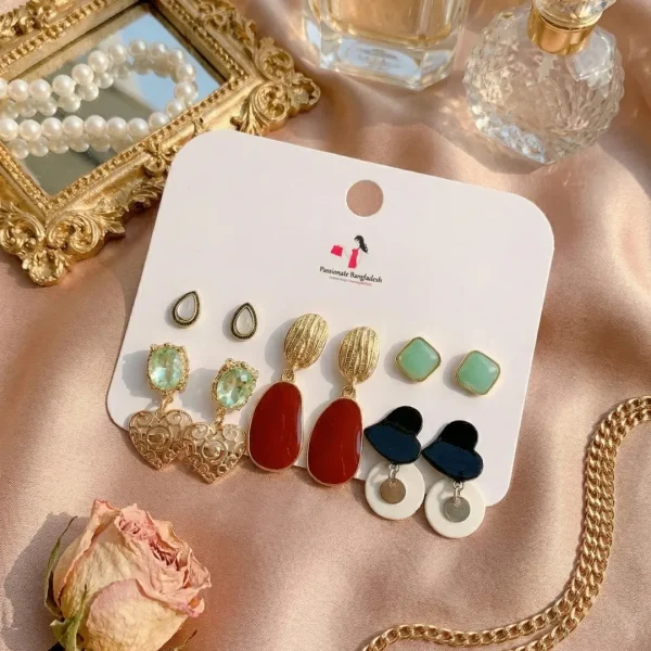 Trendy stud, hoop and drop earrings from Passionate Bangladesh, everyday and party jewelry in different shapes and colors for women and girls.