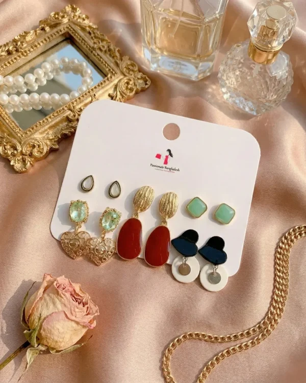 Trendy stud, hoop and drop earrings from Passionate Bangladesh, everyday and party jewelry in different shapes and colors for women and girls.