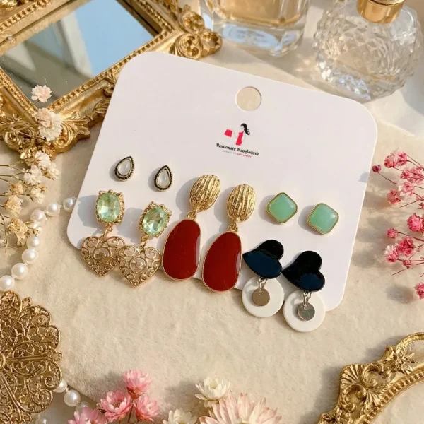 Trendy stud, hoop and drop earrings from Passionate Bangladesh, everyday and party jewelry in different shapes and colors for women and girls.