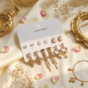 Trendy stud, hoop and drop earrings from Passionate Bangladesh, everyday and party jewelry in different shapes and colors for women and girls.