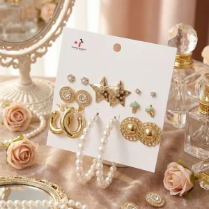 Trendy stud, hoop and drop earrings from Passionate Bangladesh, everyday and party jewelry in different shapes and colors for women and girls.