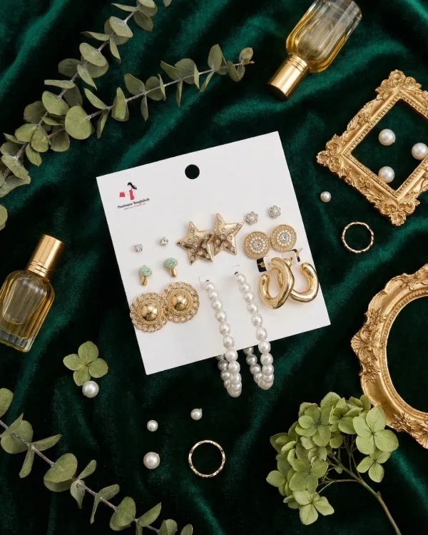 Trendy stud, hoop and drop earrings from Passionate Bangladesh, everyday and party jewelry in different shapes and colors for women and girls.