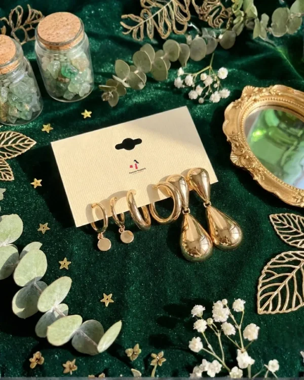 Trendy stud, hoop and drop earrings from Passionate Bangladesh, everyday and party jewelry in different shapes and colors for women and girls.