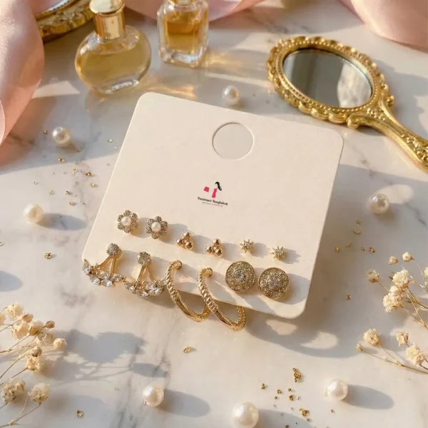 Trendy stud, hoop and drop earrings from Passionate Bangladesh, everyday and party jewelry in different shapes and colors for women and girls.