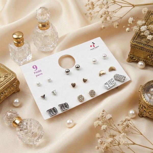 Budget‑friendly stud earring set from Passionate Bangladesh with multiple colorful everyday designs, attractive small studs neatly designed for Passionate girls only.