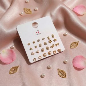 Budget‑friendly stud earring set from Passionate Bangladesh with multiple colorful everyday designs, attractive small studs neatly designed for Passionate girls only.