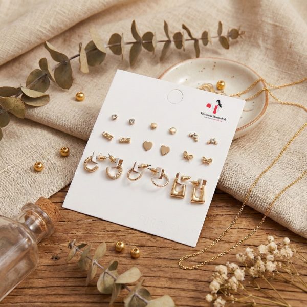 Budget‑friendly stud earring set from Passionate Bangladesh with multiple colorful everyday designs, attractive small studs neatly designed for Passionate girls only.