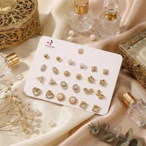 Budget‑friendly stud earring set from Passionate Bangladesh with multiple colorful everyday designs, attractive small studs neatly designed for Passionate girls only.