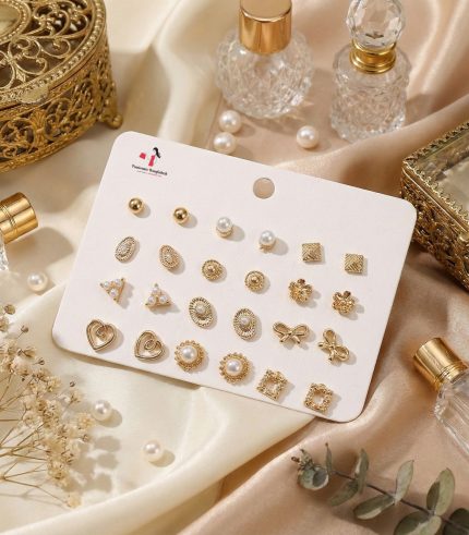 Budget‑friendly stud earring set from Passionate Bangladesh with multiple colorful everyday designs, attractive small studs neatly designed for Passionate girls only.