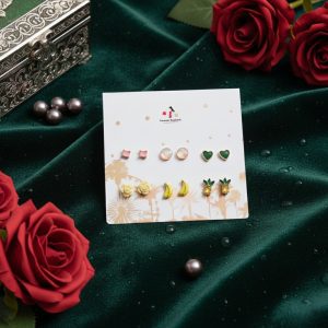 Budget‑friendly stud earring set from Passionate Bangladesh with multiple colorful everyday designs, attractive small studs neatly designed for Passionate girls only.