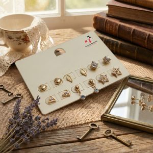 Budget‑friendly stud earring set from Passionate Bangladesh with multiple colorful everyday designs, attractive small studs neatly designed for Passionate girls only.