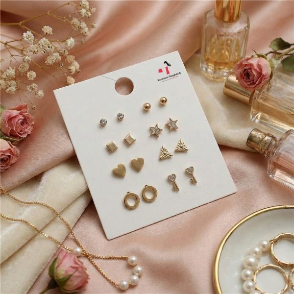 Budget‑friendly stud earring set from Passionate Bangladesh with multiple colorful everyday designs, attractive small studs neatly designed for Passionate girls only.