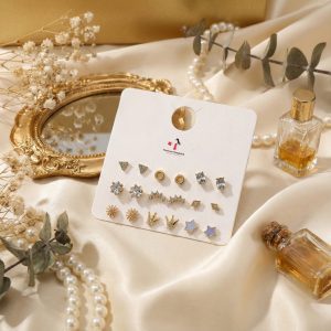 Budget‑friendly stud earring set from Passionate Bangladesh with multiple colorful everyday designs, attractive small studs neatly designed for Passionate girls only.
