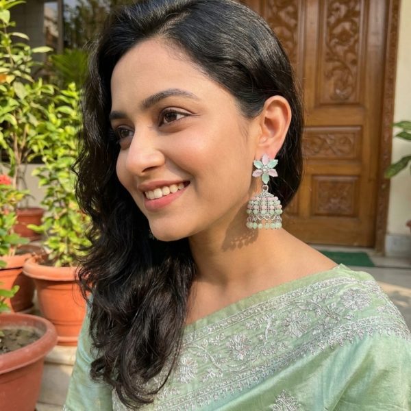 Colorful Indian jhumka earrings from Passionate Bangladesh, featuring silver-tone oxidized jhumkas with red, yellow, green and many more colors for women and girls.