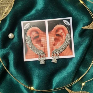 Stylish fashion ear cuffs earrings collection at Passionate Bangladesh showing different gold, silver and stoned ear cuff earrings for western and fusion outfits.